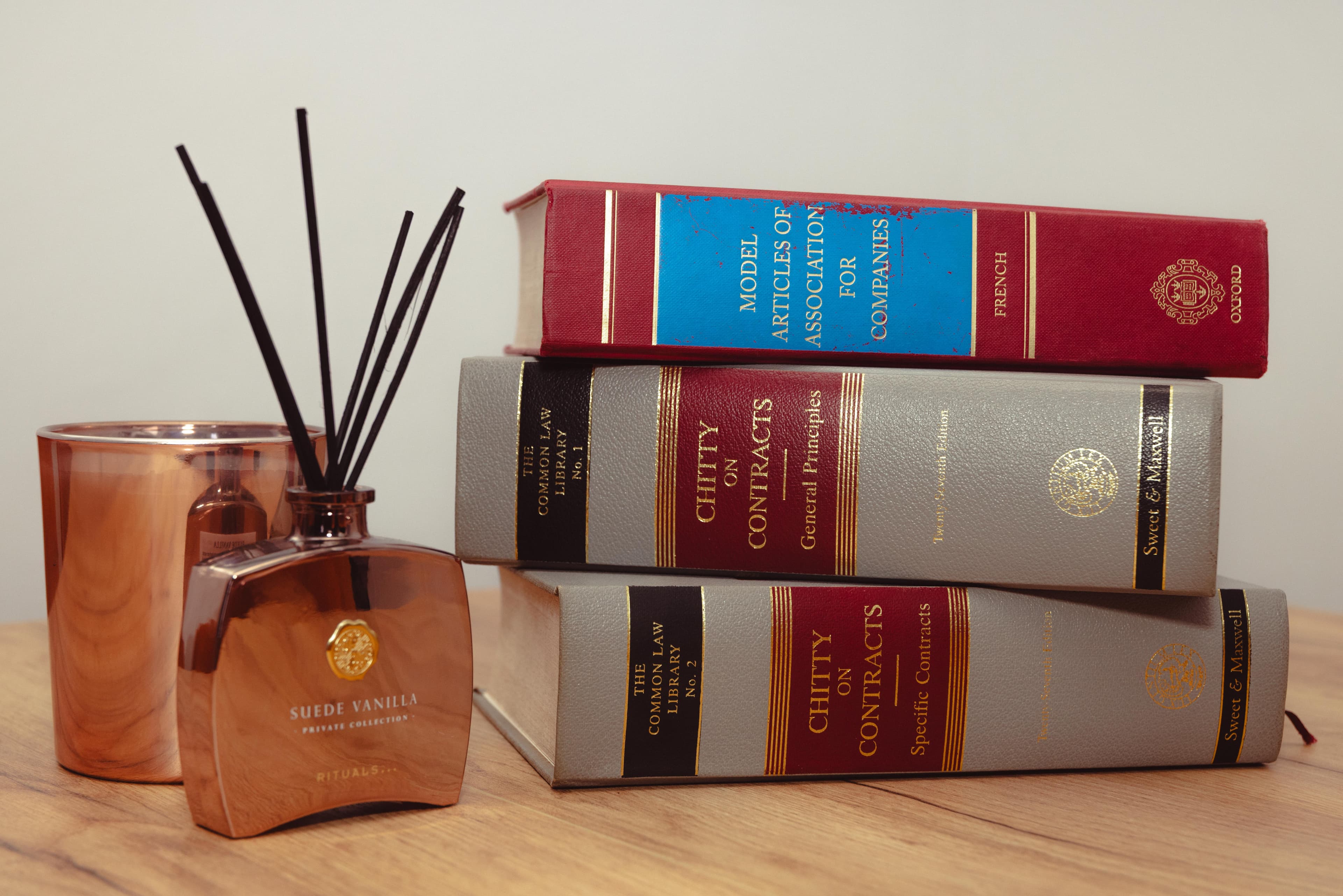 Law library books on a desk